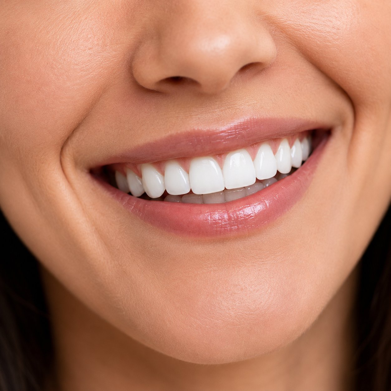 Sorriso branco e iluminado após clareamento dental